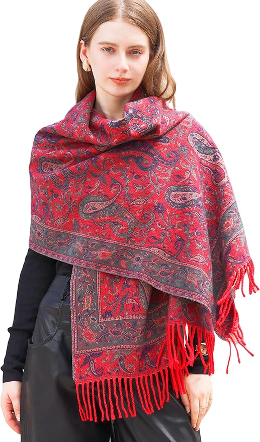 Wander Agio Warm Fashion Scarf Long Shawl Large Blanket Winter Wraps Scarves for Women Cashmere Jacquard Vintage Paisley
