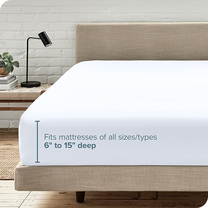 Bare Home Fitted Bottom Sheet Hospital Size - Premium 1800 Microfiber - Ultra-Soft Hotel Luxury - Deep Pocket - Durable and Long Lasting (Hospital, White)