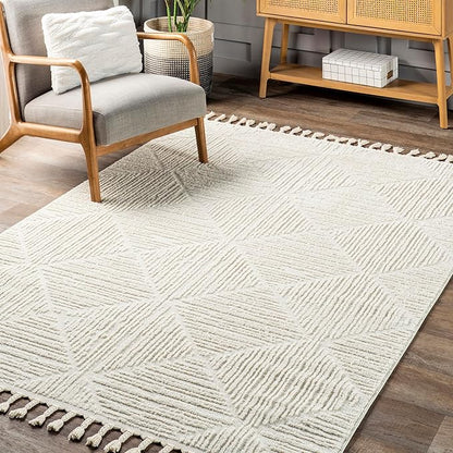 nuLOOM Kerry Cream, 6' Square, Geometric, Soft and Cozy, High Traffic, Stain Resistant, Easy Clean, Durable Area Rug for Bedroom, Living Room, Dining Space, Den, Foyer, Entryway