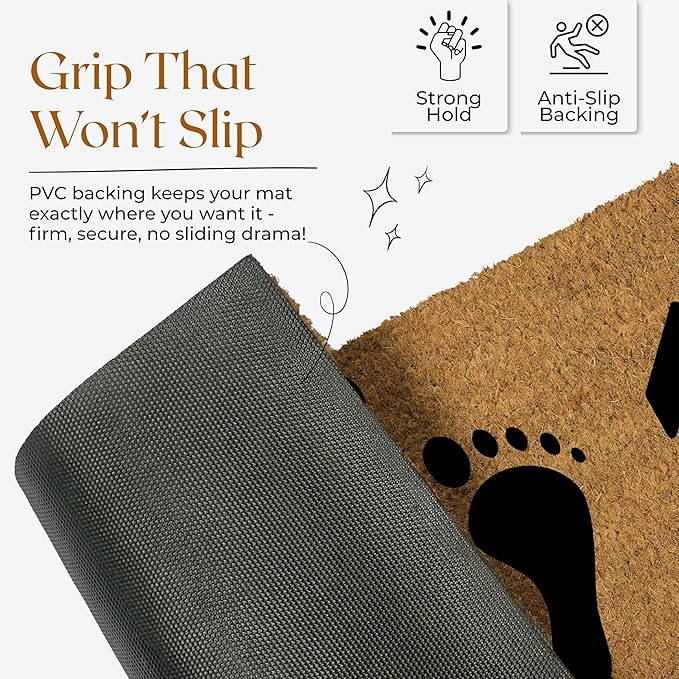 Coir Door Mats 17" X 30", Non-Slip Sturdy, PVC Backed Heavy Duty, Easy to Clean, Ideal for Door Entrance, Patio, Porch, Backyard, Garages, Step-in Footprints