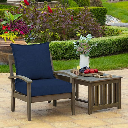 Arden Outdoor Foam Deep Seat Cushion Set, 24 in x 24 in, Weather-Proof, Rain-Proof, Fade Resistant Patio Cushion, Bottom and Back Cushion for Chair, Sofa, and Couch Sapphire Blue Leala