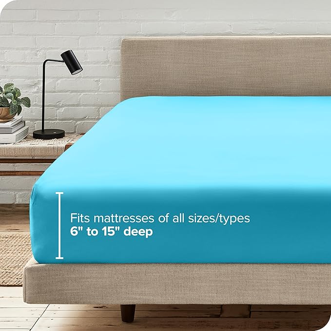 Bare Home Fitted Bottom Sheet King Size - Premium 1800 Microfiber - Ultra-Soft Hotel Luxury - Deep Pocket - Durable and Long Lasting (King, Aqua)