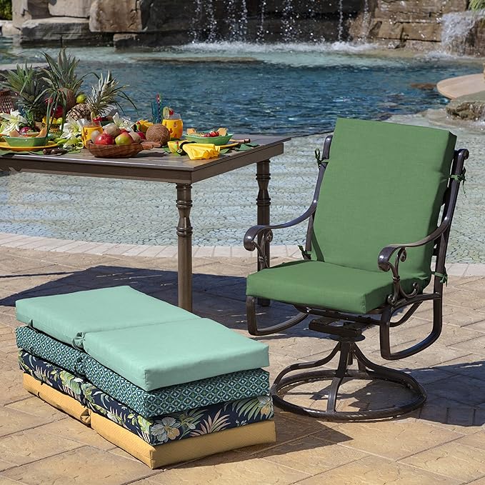 ARDEN Outdoor Dining Chair Cushion, 20 x 20, Rain-Proof, Fade Resistant, Moss Green Leala