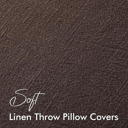 EMEMA Throw Pillow Covers Decorative Linen Pillow Covers 22x22 Inch Dark Brown Boho Farmhouse Neutral Couch Throw Pillows for Bed Pack of 2 Accent Pillowcase Modern Sofa Cushion Livingroom Home