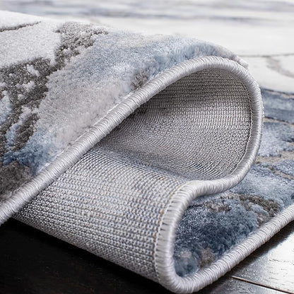 SAFAVIEH Craft Collection Area Rug - 9' Square, Grey & Blue, Modern Abstract Design, Non-Shedding & Easy Care, Ideal for High Traffic Areas in Living Room, Bedroom (CFT877L)