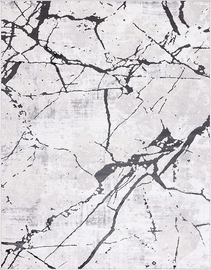 SAFAVIEH Amelia Collection Area Rug - 9' x 12', Grey & Black, Modern Abstract Design, Non-Shedding & Easy Care, Ideal for High Traffic Areas in Living Room, Bedroom (ALA293K)