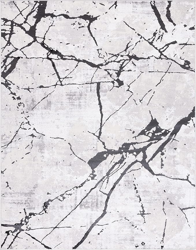 SAFAVIEH Amelia Collection Area Rug - 9' x 12', Grey & Black, Modern Abstract Design, Non-Shedding & Easy Care, Ideal for High Traffic Areas in Living Room, Bedroom (ALA293K)