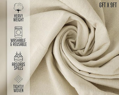 ZUPERIA Canvas Drop Cloth for Painting (Size 6'x9' Feet Pack of 4) Painters Drop Cloth for Painting, Furniture & Floor Protection All Purpose Thick Canvas tarp with Double Stitched Edges