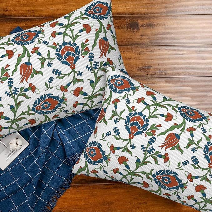 Throw Pillow Cover Case Vintage Floral Pillow Covers 20x12 Inch Set of 2,Soft Decorative Throw Pillow Case for Living Room Bedroom Sofa Couch Cushion Covers
