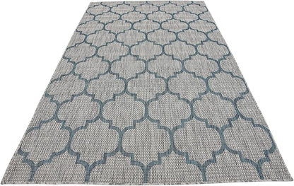 Unique Loom Outdoor Trellis Collection Area Rug (5' 3" x 8' Rectangle, Gray/ Ivory)
