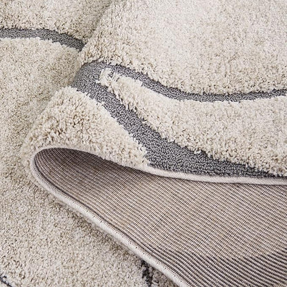 SAFAVIEH Florida Shag Collection Area Rug - 12' Square, Cream & Grey, Non-Shedding & Easy Cleaning, Plush Thick Pile, Ideal for Living Room, Bedroom, Dining Space (SG471-1180)