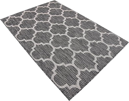 Unique Loom Outdoor Trellis Collection Area Rug (4' 1" x 6' 1" Rectangle, Black/ Ivory)
