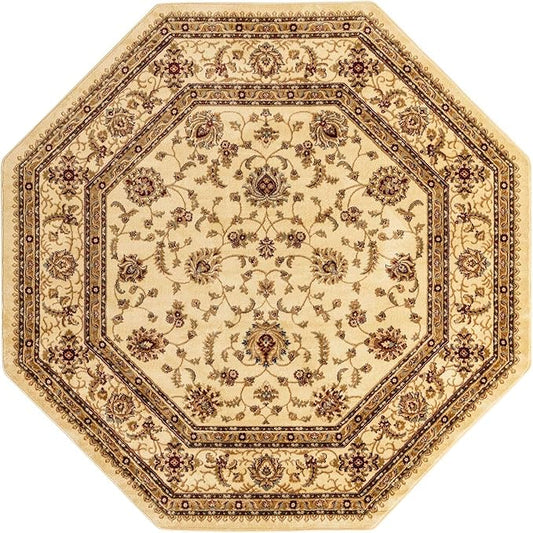 Unique Loom Voyage Collection Traditional Oriental Classic Area Rug (7' 11 x 7' 11 Octagonalal, Ivory/Gold)