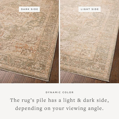 Loloi Chris Loves Julia Palma Collection PLM-08 Olive/Spice 2'-7" x 10'-0" Fringe Runner Rug Vintage Style Boho Living Room Bedroom Carpet