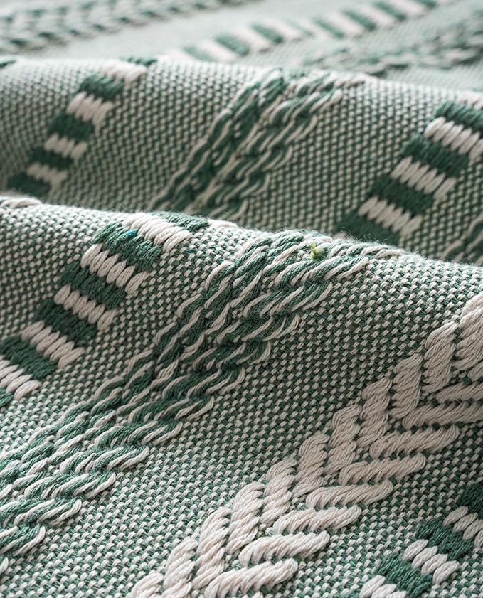 Boho Lumbar Pillow Covers 14x36 Long, Farmhouse Decorative Couch Pillow Cases, Light Green Accent Pillows of Bed, Sofa Bedroom Living Room Home Decor Cushion Cover, Pack of 1
