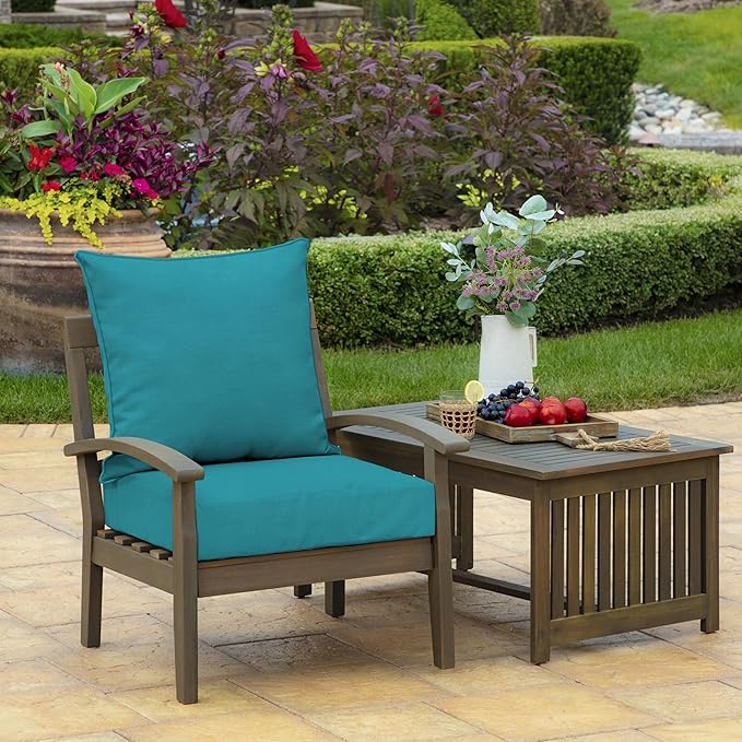 Arden Outdoor Deep Seat Cushion Set, 22 in x 24 in, Weather-Proof, Rain-Proof, Fade Resistant Patio Cushion Lake Blue Leala