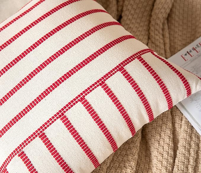 Caflife Boho Christmas Pillow Covers 12x20 Set of 2, Soft Farmhouse Decorative Sofa Pillow Cases, Holiday Red Christmas Throw Pillow Covers, Couch Bed Cushion Covers Living Room Home Decor