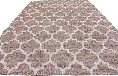 Unique Loom Outdoor Trellis Collection Area Rug (9' x 12' Rectangle, Brown/ Ivory)