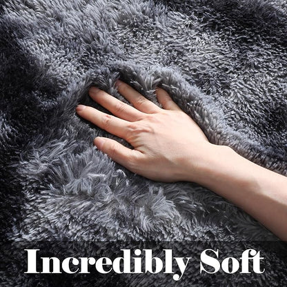 ONASAR 6x9 Area Rugs for Living Room Bedroom, Tie-Dyed Dark Grey Washable Large Fluffy Bedside Throw Rug, Soft Plush Shaggy Fuzzy Floor Carpet for Nursery Kids Girls Boys Teen Dorm Home Decor