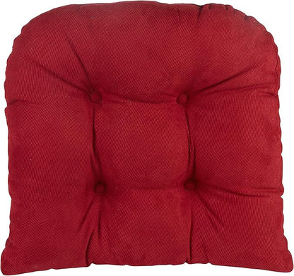 Klear Vu Gripper Overstuffed Universal Non-Slip Dining Chair Cushions for Kitchen Decor or Office Use, U-Shaped Skid-Proof Seat Pad, 17x17 Inches, 2 Count (Pack of 1), Linear Red