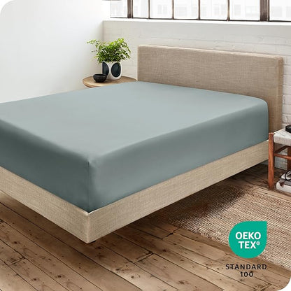 Bare Home Fitted Bottom Sheet King Size - Premium 1800 Microfiber - Ultra-Soft Hotel Luxury - Deep Pocket - Durable and Long Lasting (King, Sea Spray)