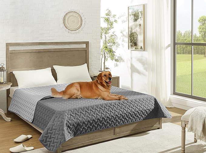 gogobunny 100% Double Sided Waterproof Dog Blanket Soft Pet Bed Cover Reversible Protect Furniture Couch Sofa Car for Puppy Cat Kids (Dark Grey/Light Grey, 30x30 Inch (Pack of 1))