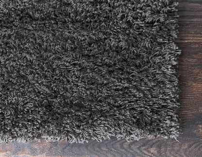 Unique Loom Solid Shag Collection Area Rug (9' x 12' Rectangle, Graphite Gray)