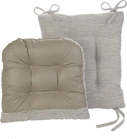 Klear Vu Omega Non-Slip Rocking Chair Cushion Set, Assembled in USA, Thick Padding & Tufted Design, Includes Seat Pad & Back Pillow with Ties, 17x17 Inches, 2-Piece Set, Saltbox Gray