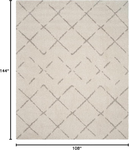 SAFAVIEH Area Rug 9x12 - Arizona Shag Collection - Large - Ivory & Beige, Moroccan Boho Design, Non-Shedding & Easy to Clean, Ideal for Living Room, Bedroom, Dining Space (ASG743A)
