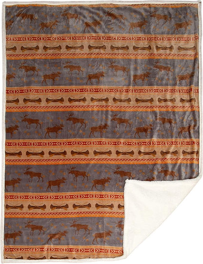 CARSTENS, INC. Ultra Premium Super Soft Plush Sherpa Fleece Oversized Throw Blanket 54" x 68", Moose Tracks