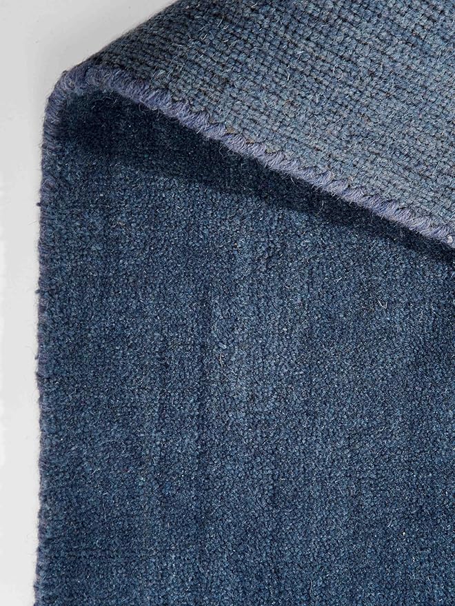 Rugsotic Carpets Hand Knotted Gabbeh Wool 5'x8' Area Rug Solid Blue L00111
