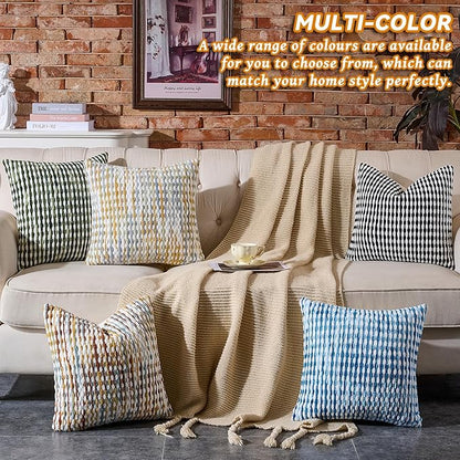 AmHoo Boho Chenille Pillow Cover Decorative Tufted Pillowcase for Couch Bed Sofa Bedroom Living Room Modern 18 x 18-Inch Grey