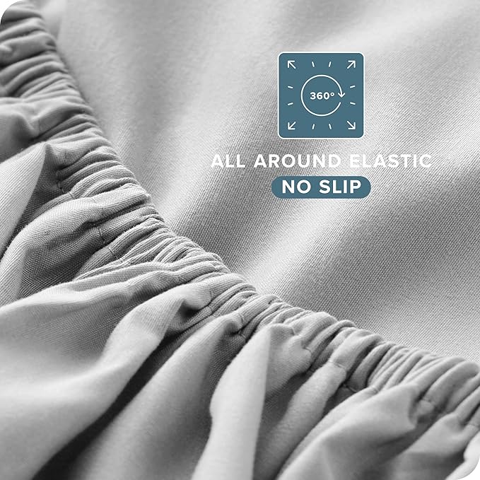 Bare Home Ultra-Soft Split Cal King Sheet Set - Luxury 1800 - Hydro-Brushed - Deep Pockets - Easy Fit - 4 Piece Set - Bedding Sheets & Pillowcases (Split California King, Cloud Grey)
