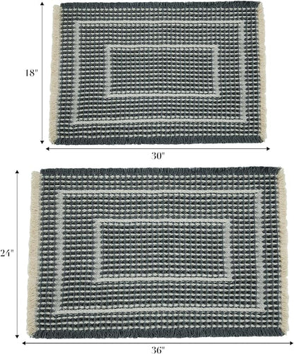 Bath Mats,Upgraded Waffle Super Absorbent Bath Mat,Bathroom Rugs Non Slip Washable, Quick Dry Shower Mats, Ultra Soft Bath Mats for Bath Floor,Bluish Grey & Yellow,24"*36"