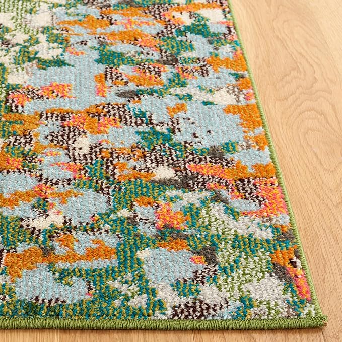 SAFAVIEH Area Rug 8x10 - Monaco Collection - Large - Sage & Rust, Non-Shedding & Easy Cleaning, Ideal for Living Room, Bedroom, Office, Dining Space (MNC225W)