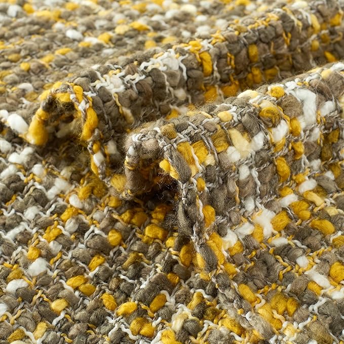 Multi-Color Gold Cable Knitted Throw Blanket for Couch,60"X80" Boho Style Textured Blankets for Home Decor,Super Soft Warm Cozy Chunky Knit Blanket with Decorative Tassels for Bed and Sofa