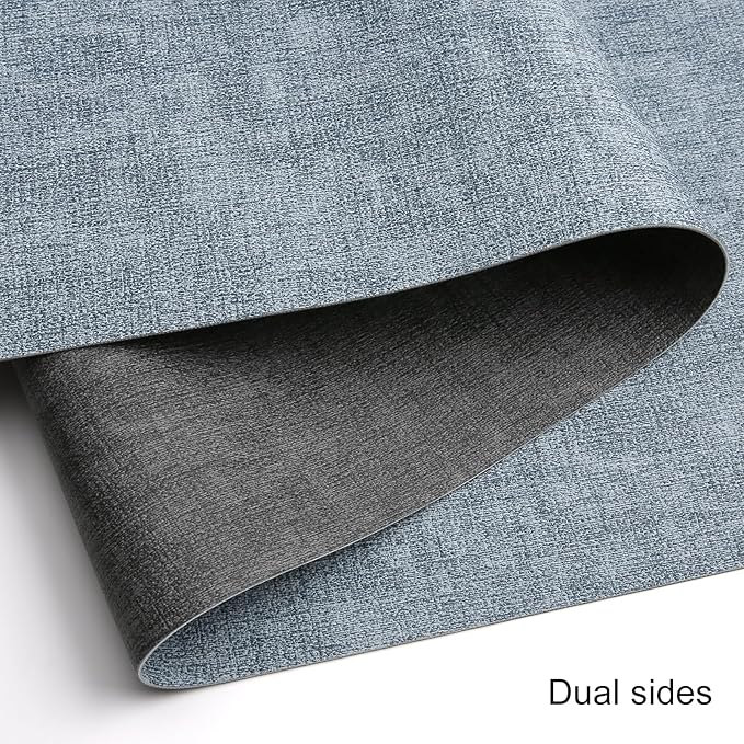 Table Runners 55 Inches Long, Dual-Sided Faux Leather Farmhouse Table Runner Waterproof Heatproof Non-Slip for Living Room Party Home Decor Holiday Decorations(Gray Light Blue, 12 x 55 Inch)