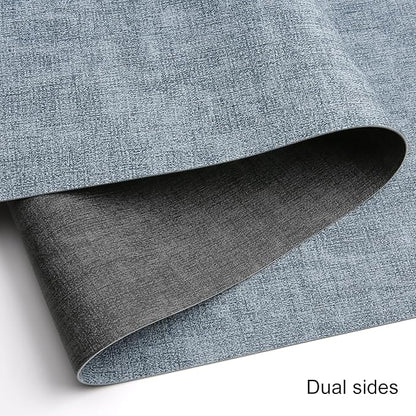 Table Runners 55 Inches Long, Dual-Sided Faux Leather Farmhouse Table Runner Waterproof Heatproof Non-Slip for Living Room Party Home Decor Holiday Decorations(Gray Light Blue, 15 x 55 Inch)