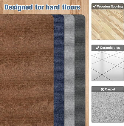 Placoot 2 Pack Desk Chair Mat for Hardwood Floor, Computer Chair Floor Mat, 55"x35" Office Chair Mat, Large Rubber Anti-Slip Floor Protector for Home Office Light Grey (Folding Packaging)
