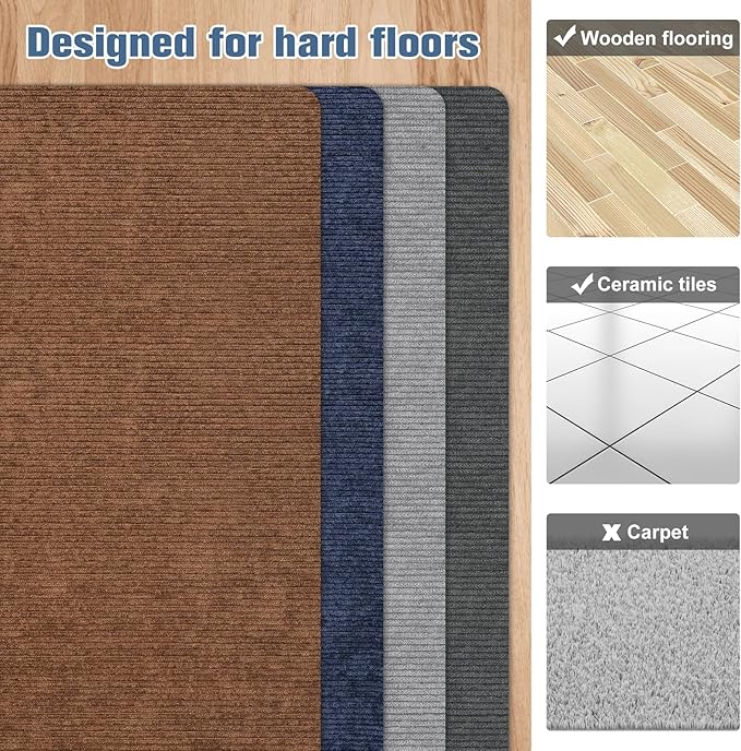 Placoot Desk Chair Mat for Hardwood Floor Corduroy Surface 55"x35" Office Chair Mat for Rolling Chairs,Large Anti-Slip Backing Under Desk Low-Pile Office Rug Floor Mat for Office/Home