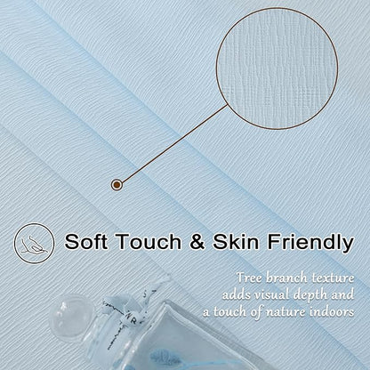 Light Blue Sheer Pleated Curtains 84 Inch Length for Kids Room Soft Touch Airy Breathable Tree Branch Textured Light Filter Pinch Pleat Drapes with Ajustable Hooks, Sky Blue, 42"W x 84"L, 2 Panels