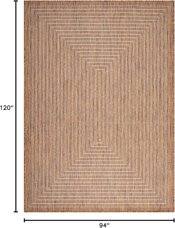 Adiva Rugs Outdoor Indoor Area Rug, Weather Resistant, Easy to Clean, Stain Resistant Floor Mat for Dining Room, Backyard, Deck, Patio (Wooden, 8' x 10')