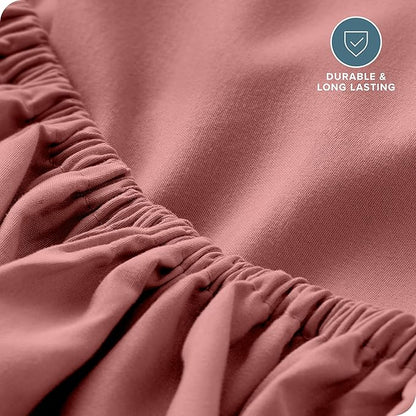Bare Home Fitted Bottom Sheet Full Size - Premium 1800 Microfiber - Ultra-Soft Hotel Luxury - Deep Pocket - Durable and Long Lasting (Full, Dusty Rose)
