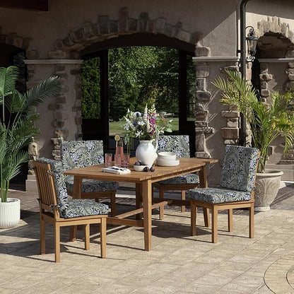 Arden Foam Outdoor Dining Chair Cushion, 20 x 20, Made with ProFoam, Rain-Proof, Fade Resistant, Sapphire Morrison Floral