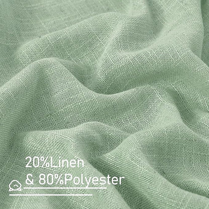 LAMIT Linen Curtains 90 Inch for Living Room, Back Tab and Rod Pocket Linen Textured Farmhouse Curtains Light Filtering Drapes for Bedroom/Dining Room, Fresh Green, Set of 2, 52 x 90 Inch