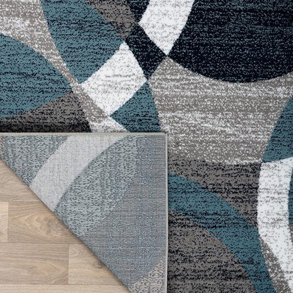 Rugshop Contemporary Abstract Circles Perfect for high Traffic Areas of Your Living Room,Bedroom,Home Office,Kitchen Round Rug 6' 6" Blue (6' 6" Diameter)