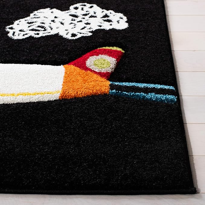 SAFAVIEH Carousel Kids Collection Accent Rug - 2' x 3', Black & Ivory, Non-Shedding & Easy Care, Ideal for High Traffic Areas for Boys & Girls in Playroom, Nursery, Bedroom (CRK167Z)