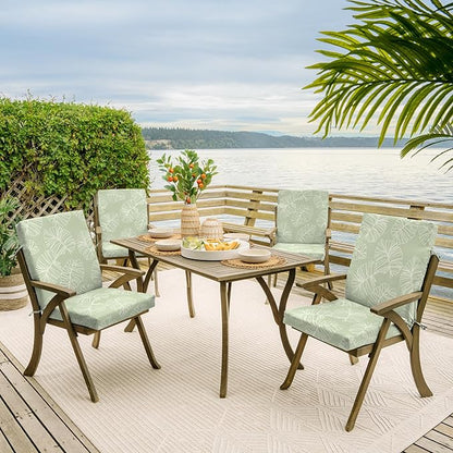 Arden Outdoor Dining Chair Cushion, 20 x 20, Rain-Proof, Fade Resistant, 20 x 20, Coastal Green Leaf