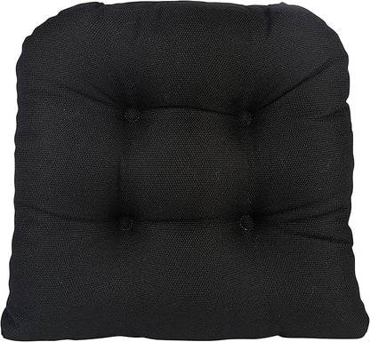 Klear Vu Gripper Overstuffed Universal Non-Slip Dining Chair Cushions for Kitchen Decor or Office Use, U-Shaped Skid-Proof Seat Pad, 17x17 Inches, 2 Count (Pack of 1), Solid Midnight Black