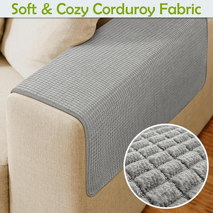 Couch Arm Covers, Sofa Arm Covers, Waterproof Armrest Covers for Sofa, Armchair, Loveseat, Non-Slip Recliner Arm Covers, Sofa Headrest Covers, Arm Chair Covers Set of 2 (Gray, 24"×20")